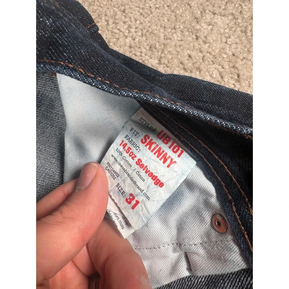 Unbranded Brand UB101 Skinny Fit 14.5oz Selvedge Raw Denim Jeans Indigo Blue 31